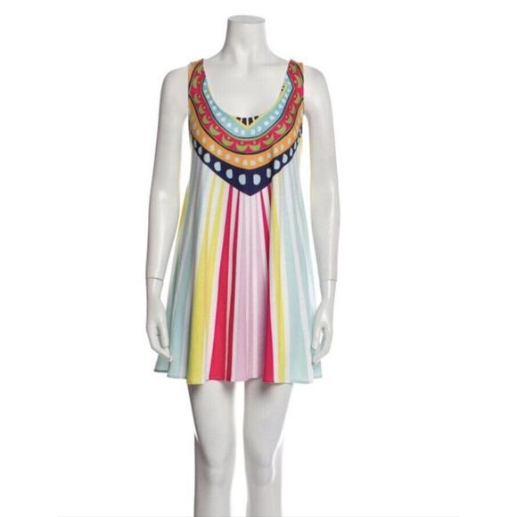 Mara Hoffmann Multi Color Rays Jersey Swing Mini Dress Swim Coverup Sz XS - Picture 3 of 10
